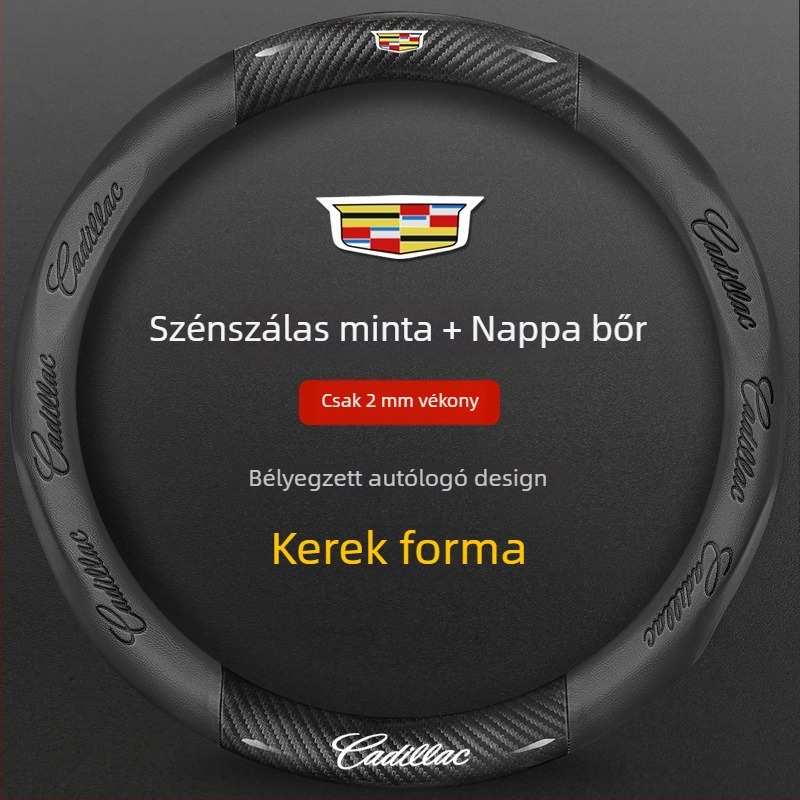 Sportos kormányvédő huzat velúrból Cadillac CT5, CT4, XT5, XT4 és XTS – univerzális illeszkedés, 38 cm átmérő, nyomtatott mintázat, testreszabás elérhető