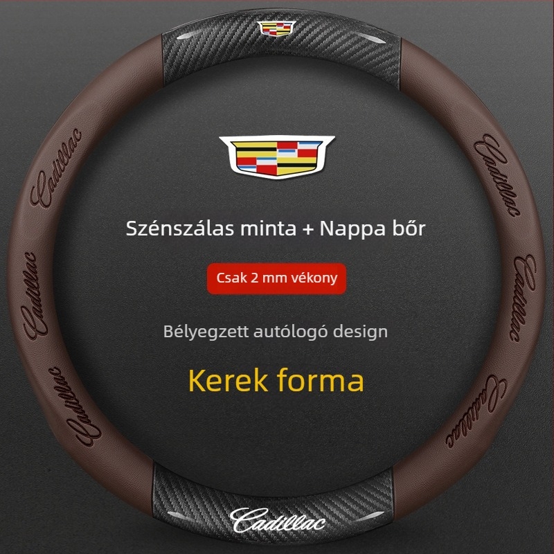 Sportos kormányvédő huzat velúrból Cadillac CT5, CT4, XT5, XT4 és XTS – univerzális illeszkedés, 38 cm átmérő, nyomtatott mintázat, testreszabás elérhető