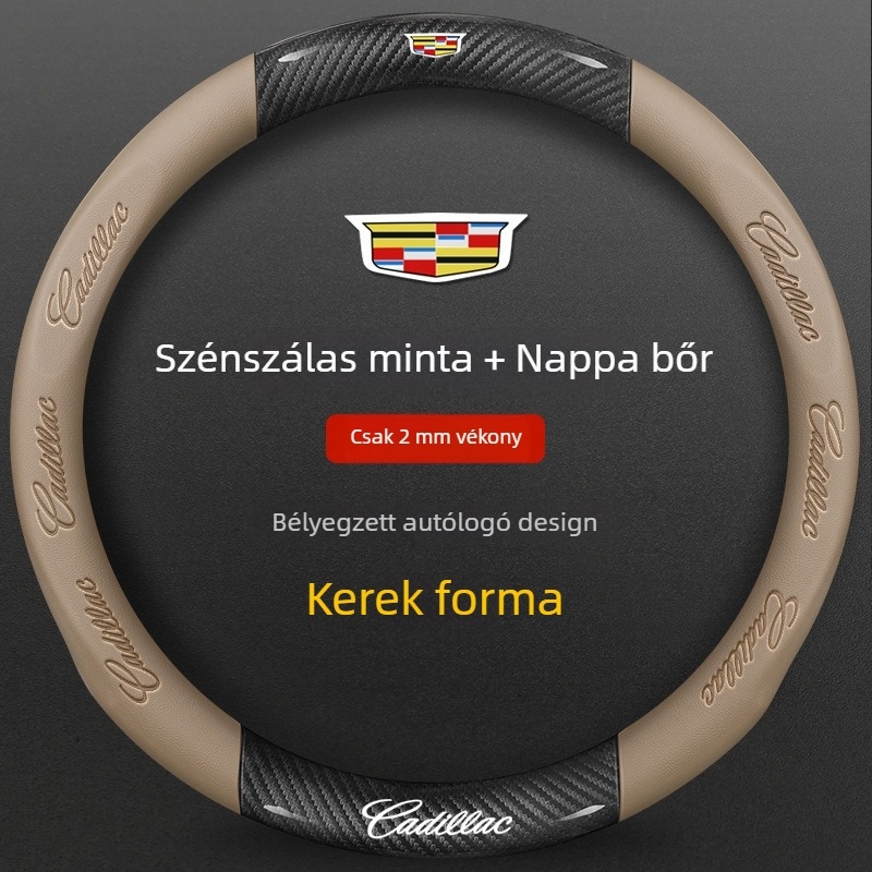 Sportos kormányvédő huzat velúrból Cadillac CT5, CT4, XT5, XT4 és XTS – univerzális illeszkedés, 38 cm átmérő, nyomtatott mintázat, testreszabás elérhető