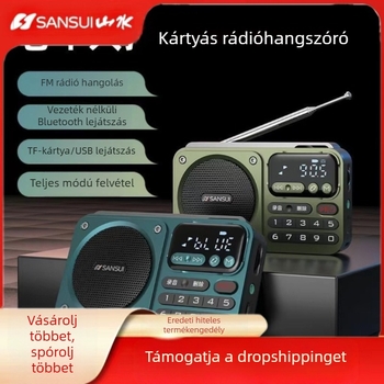Sansui F22 Bluetooth hangszóró FM rádióval, hordozható, többfunkciós USB/SD-kártya rögzítési lehetőséggel és digitális kijelzővel