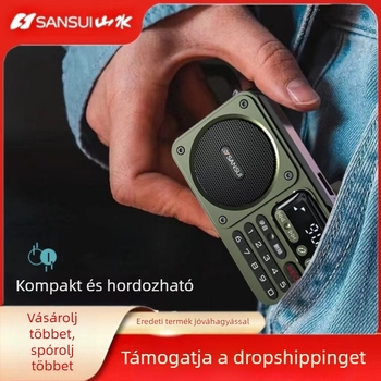 Sansui F22 Bluetooth hangszóró FM rádióval, hordozható, többfunkciós USB/SD-kártya rögzítési lehetőséggel és digitális kijelzővel