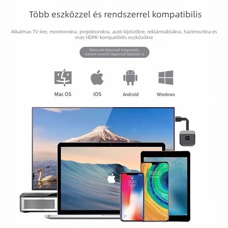 Képernyő-tükröző vevő okostelefonokhoz — HDMI kimenet, 480p, 128MB memória