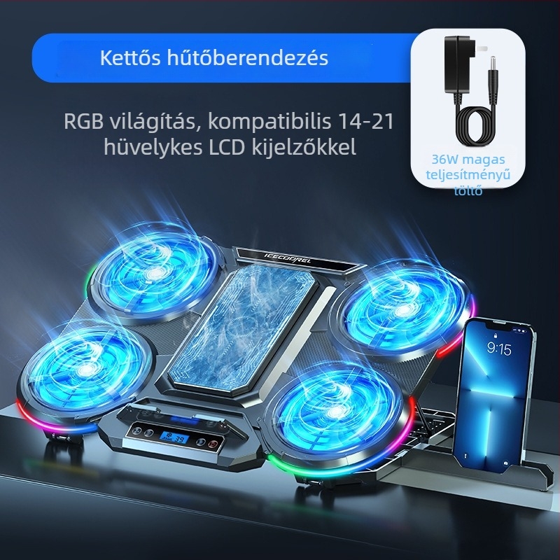 A notebook hűtőpad félvezető hűtéssel (Modell: Q10; Márka: Ice coorel/core ice zone; Hőelvezetés: félvezető hűtés)