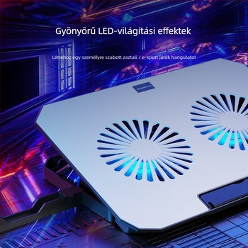 N22 laptophűtő két ventilátorral, ABS ház, hőelvezető hűtés