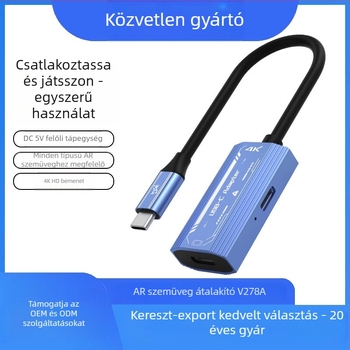 Type-C to HDMI AR szemüveg adapter kábel Vision Glass Thunderbird XREALAia2, VL171 chip, HDMI interfész, 4K/60Hz, hossz 220×23.7×12.2 mm