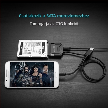 SATA–USB adapter kábel, USB 2.0 interfész, adatátviteli sebesség 3.0, egyszálú csatlakozó, modell 20231