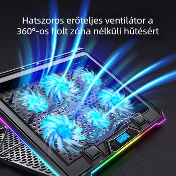 K15 laptop hűtő RGB állítható hűtőpad gaming laptopokhoz