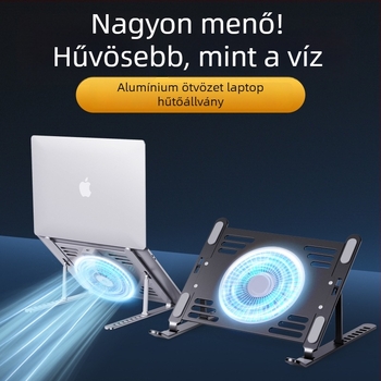 hz44 Összecsukható laptop hűtőállvány, fémháló, notebookhoz, 1 ventilátor