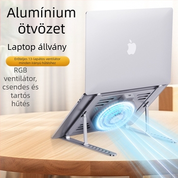 hz44 Összecsukható laptop hűtőállvány, fémháló, notebookhoz, 1 ventilátor