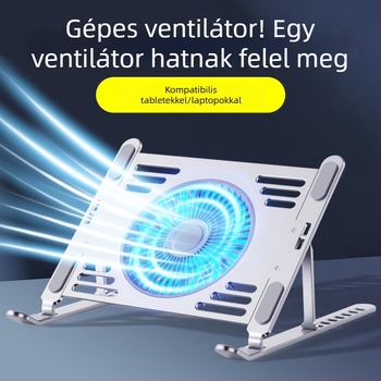 hz44 Összecsukható laptop hűtőállvány, fémháló, notebookhoz, 1 ventilátor
