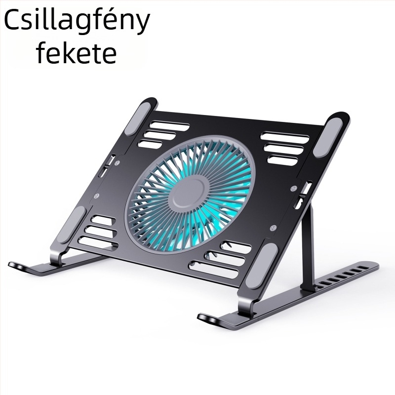 hz44 Összecsukható laptop hűtőállvány, fémháló, notebookhoz, 1 ventilátor