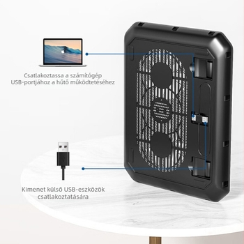 Neutral ultra vékony laptop hűtőállvány kettős ventilátorokkal gaming laptopokhoz