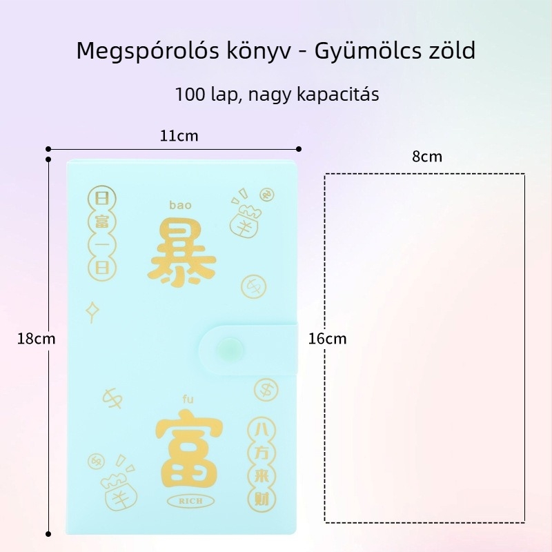 PP borítású megtakarítási jegyzetfüzet, 100 oldalas kötés, 100 oldalas kapacitás, utazási ajándék
