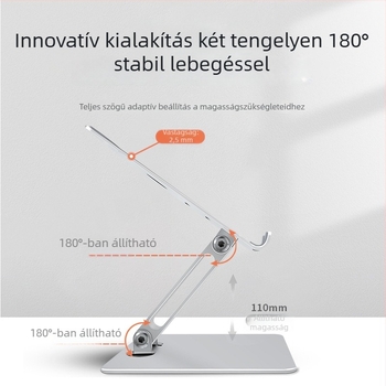 Tabletta állvány, állítható, összecsukható alumíniumötvözetes hőelvezető alap (Anyag: alumíniumötvözet; Design: összecsukható; Kompatibilitás: iPad és Apple eszközök; Tömeg: 0,36 kg)