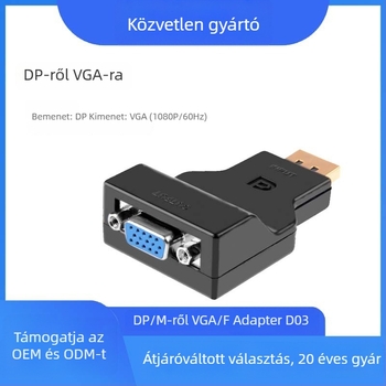 DP–VGA adapter, VGA interfész, 1080P/60Hz, rézmaggal