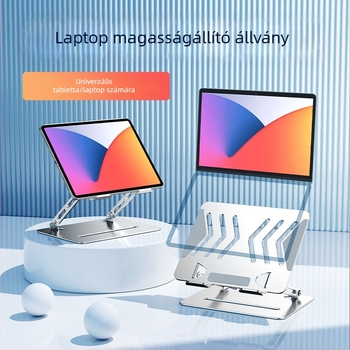 Universális alumíniumötvözetből készült összecsukható laptop- és tabletállvány (Modell L307, Tömeg 1,38 kg, Összehajtható)