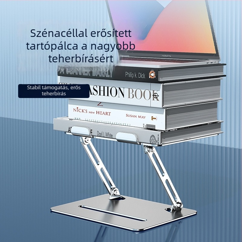 Universális alumíniumötvözetből készült összecsukható laptop- és tabletállvány (Modell L307, Tömeg 1,38 kg, Összehajtható)