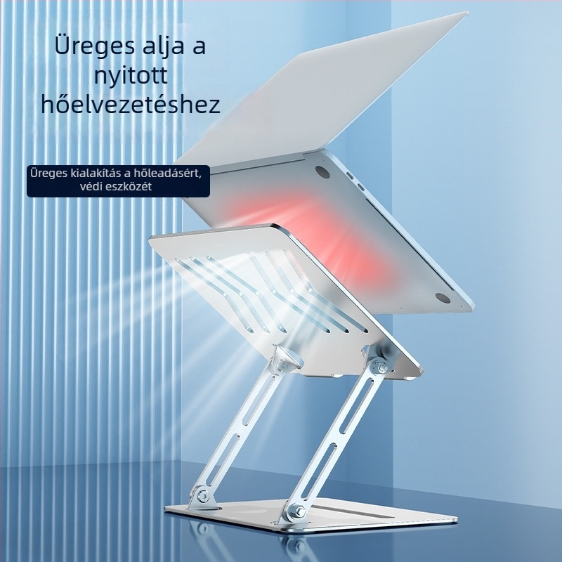 Universális alumíniumötvözetből készült összecsukható laptop- és tabletállvány (Modell L307, Tömeg 1,38 kg, Összehajtható)