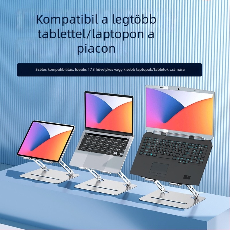 Universális alumíniumötvözetből készült összecsukható laptop- és tabletállvány (Modell L307, Tömeg 1,38 kg, Összehajtható)