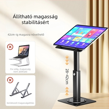 360°-os forgó laptop/tablet állvány, állítható magasság, alumínium ötvözet, hőelvezetés, modell Z9