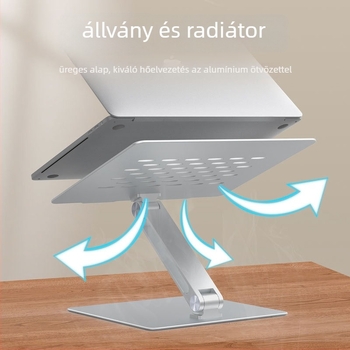 Alumíniumötvözetes laptop állvány, összecsukható, állítható, ergonómikus egykaros kialakítás a hőelvezetéshez, univerzális notebook, modell SE-SC34