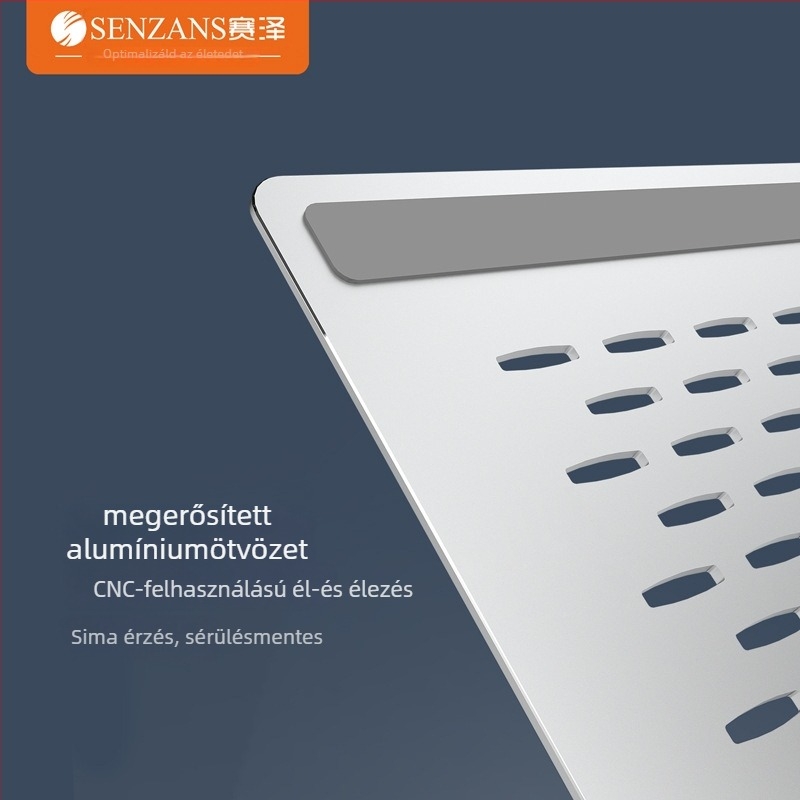 Alumíniumötvözetes laptop állvány, összecsukható, állítható, ergonómikus egykaros kialakítás a hőelvezetéshez, univerzális notebook, modell SE-SC34
