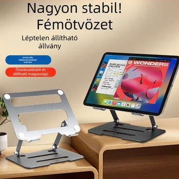 Teljesen fémből készült tabletatartó, forgó asztali tartó, állítható magasságú és összecsukható, iPad, iPhone és iPod touch 4. generációhoz