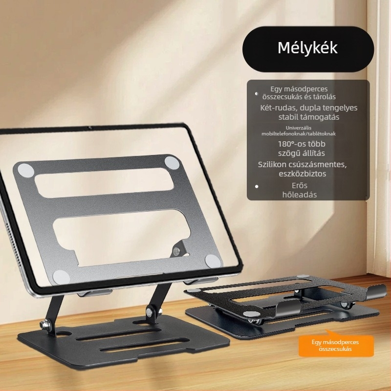 Teljesen fémből készült tabletatartó, forgó asztali tartó, állítható magasságú és összecsukható, iPad, iPhone és iPod touch 4. generációhoz