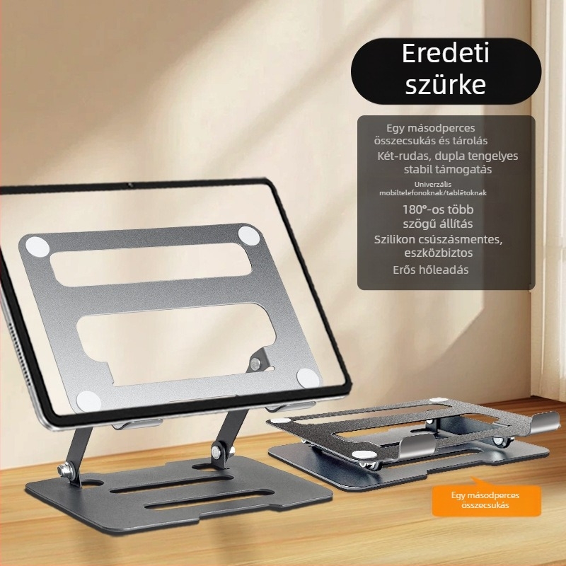 Teljesen fémből készült tabletatartó, forgó asztali tartó, állítható magasságú és összecsukható, iPad, iPhone és iPod touch 4. generációhoz