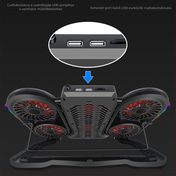Q6 laptop hűtő radiátor 6 ventilátorral, hűtőalap notebookokhoz, ultrabookokhoz és playbookokhoz