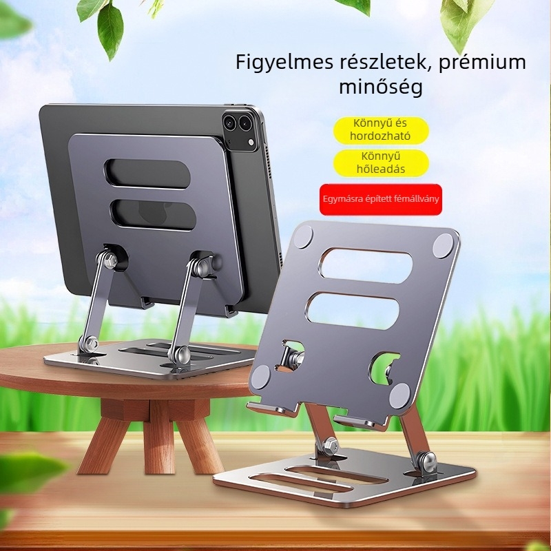 Fém állvány laptop/tabletához, összecsukható kétszintű emelés és hűtés, szénacél, 408 g, kompatibilis iPad/iPhone készülékekkel