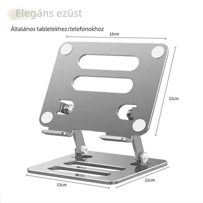 Fém állvány laptop/tabletához, összecsukható kétszintű emelés és hűtés, szénacél, 408 g, kompatibilis iPad/iPhone készülékekkel