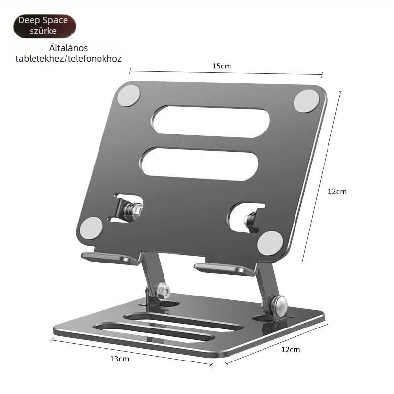 Fém állvány laptop/tabletához, összecsukható kétszintű emelés és hűtés, szénacél, 408 g, kompatibilis iPad/iPhone készülékekkel