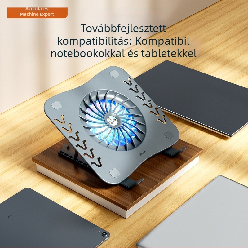Laptop hűtőpad 1 ventilátorral, légáramolásos hűtés, műanyag kivitel, 0,8 m kábel, 600 g tömeg
