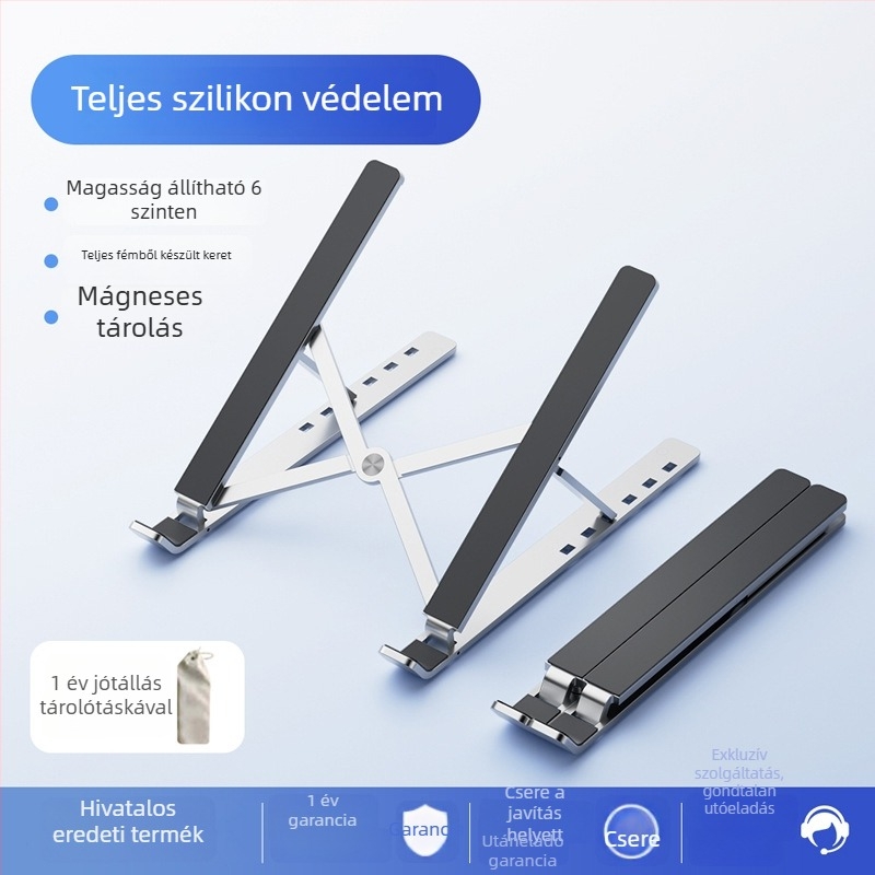 Alienware laptopállvány, összecsukható, alumíniumötvözetből, magasságállítás és hőelvezetés