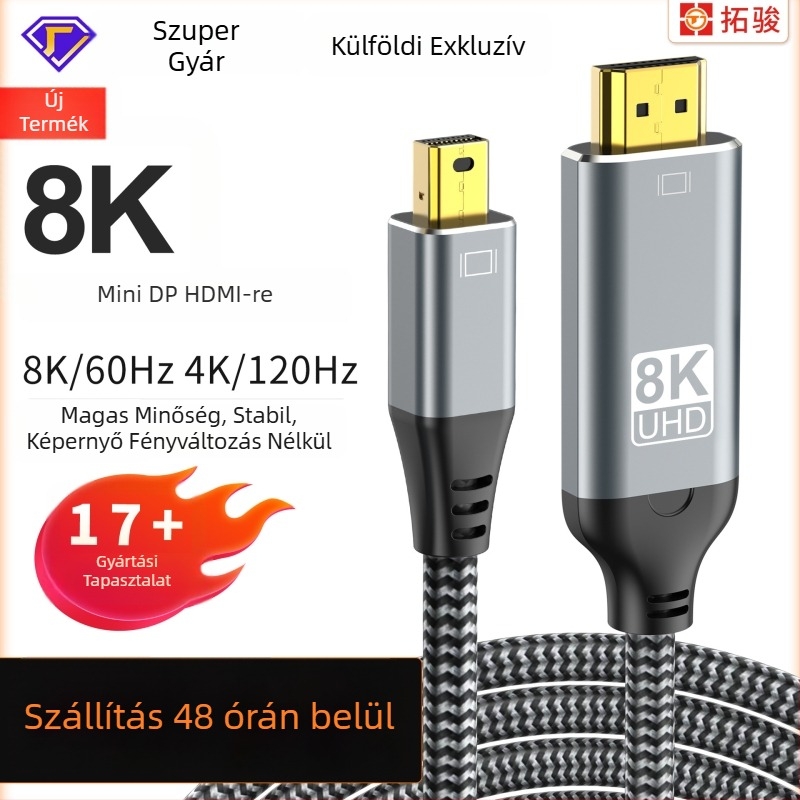 Mini DisplayPort–HDMI adapter kábel, réz központú, 32,4 Gbps, hossz 0,2–2 m, számítógépekhez, monitorokhoz, projektorokhoz, televíziókhoz, notebookokhoz és Microsoft Surface