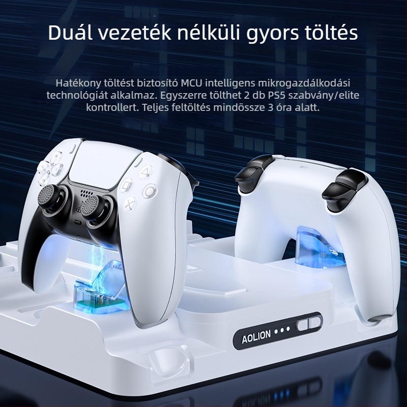 PS5 Pro hűtőalap lemezállvánnyal és tárolóval, Type-C vezérlő töltőállomás, kompatibilis PS5/PS5 Slim