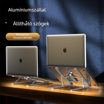 Alumínium ötvözetű laptop hűtőállvány, összecsukható, PL1 modell, 395 g tömeg, kompatibilis a laptopokkal