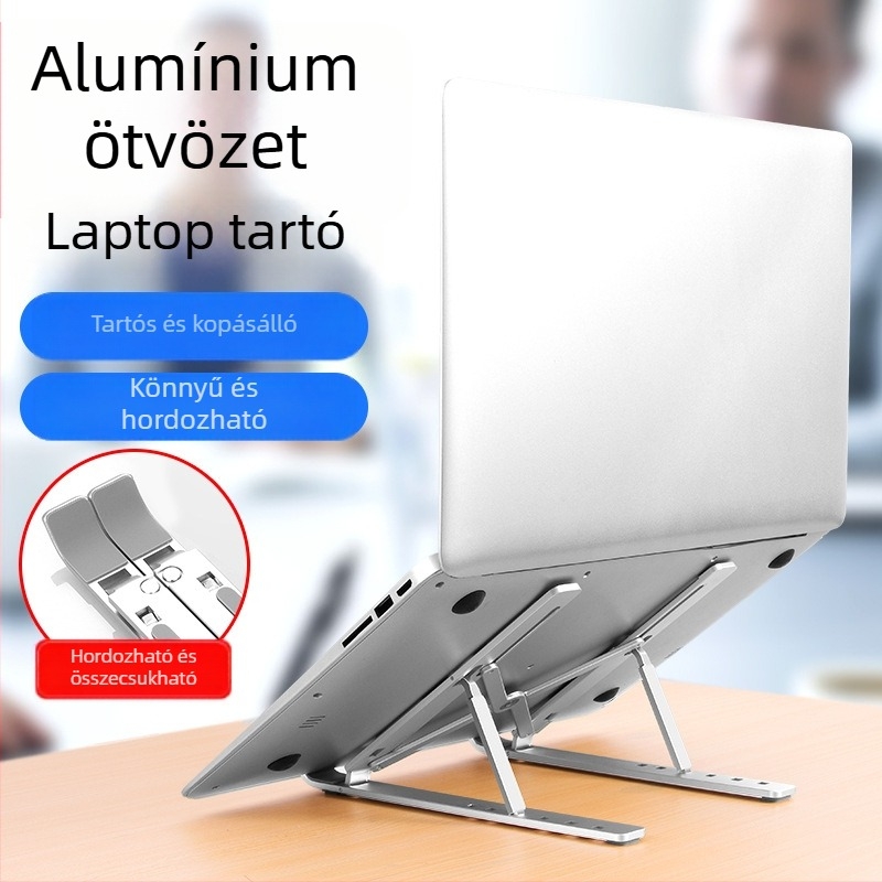 Nuoxi N3 laptop állvány, alumínium ötvözet, állítható magasságú, összecsukható; kompatibil laptopokkal, ultrabookokkal és gaming laptopokkal