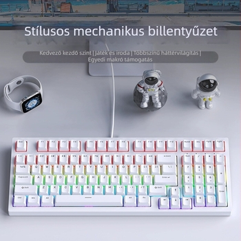 Ruiyi F98 mechanikus billentyűzet, vezetékes, játékhoz és irodai használatra, több mint 98 billentyű, háttérvilágítás