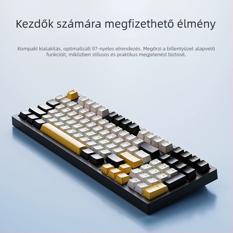 Ruiyi F98 mechanikus billentyűzet, vezetékes, játékhoz és irodai használatra, több mint 98 billentyű, háttérvilágítás