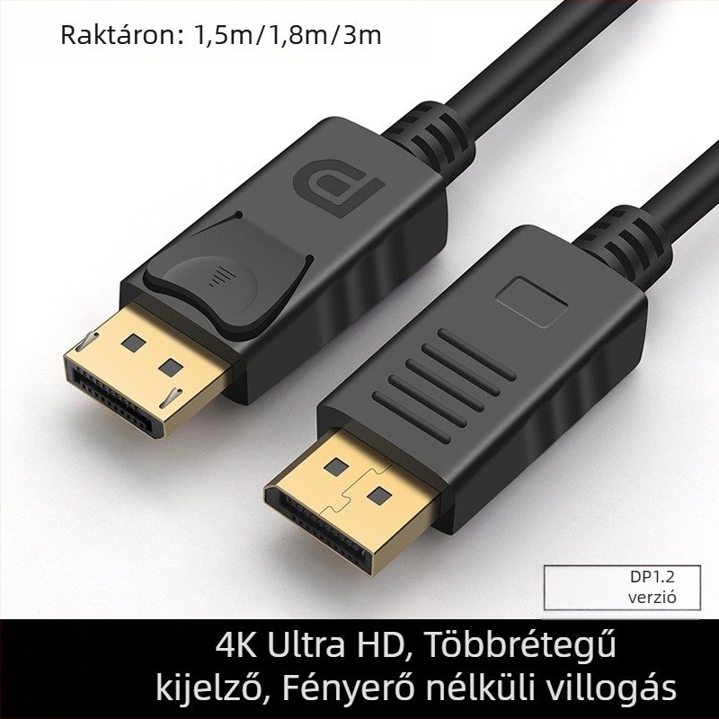 DisplayPort–DisplayPort kábel, 1,8 m hosszú, 10,8 Gbps adatátvitel, kiváló minőségű chip, modell SC3121
