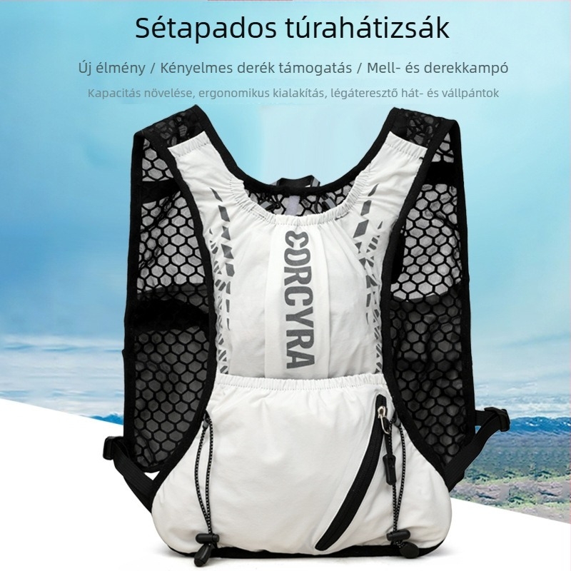 Uniszex Trail Running Vest Pack, Oxford anyagból, légpárnás vállpántokkal; alkalmas hegymászáshoz, túrázáshoz, kempingezéshez és kerékpározáshoz.