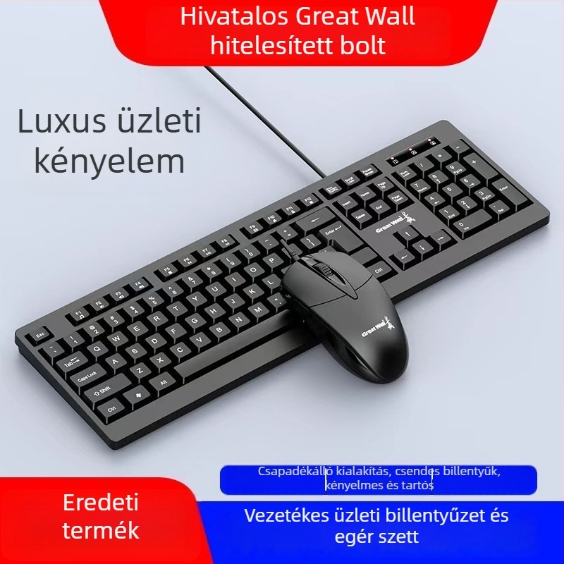 GW-T1 USB-s kötős billentyűzet és egér készlet – 1000dpi optikai szenzor, otthoni és irodai használatra