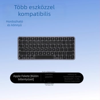 Vezeték nélküli Bluetooth két üzemmódú, csendes mini billentyűzet tabletekhez és laptopokhoz