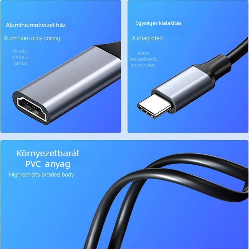 Type-C HDMI 4K60Hz adapter kábel rézmaggal