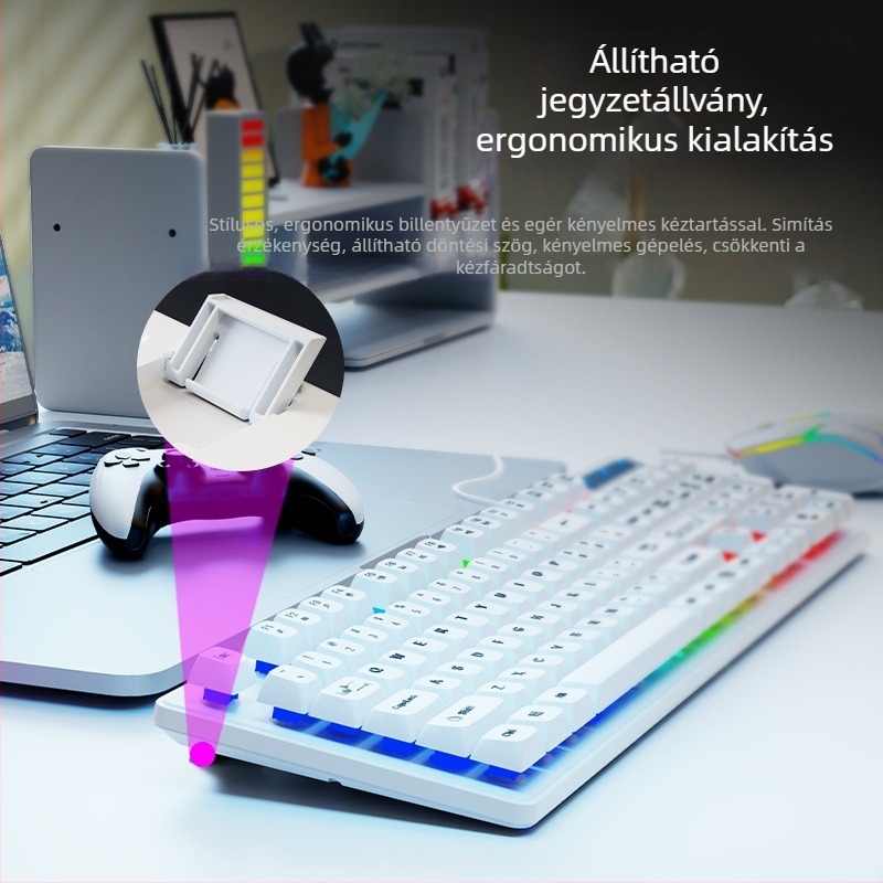 KM2025 billentyűzet-egér készlet - Vezetékes USB, mechanikus érzet, háttérvilágítás, 1800 DPI, ergonómikus, notebook, otthon, gaming és iroda