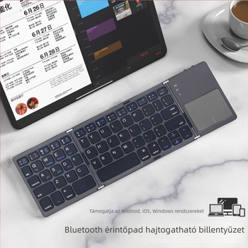 Érintéses összecsukható Bluetooth billentyűzet B033 PLUS – Bluetooth kapcsolat, 10 m üzemeltetési távolság, testreszabás elérhető