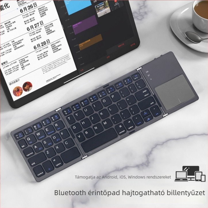 Érintéses összecsukható Bluetooth billentyűzet B033 PLUS – Bluetooth kapcsolat, 10 m üzemeltetési távolság, testreszabás elérhető