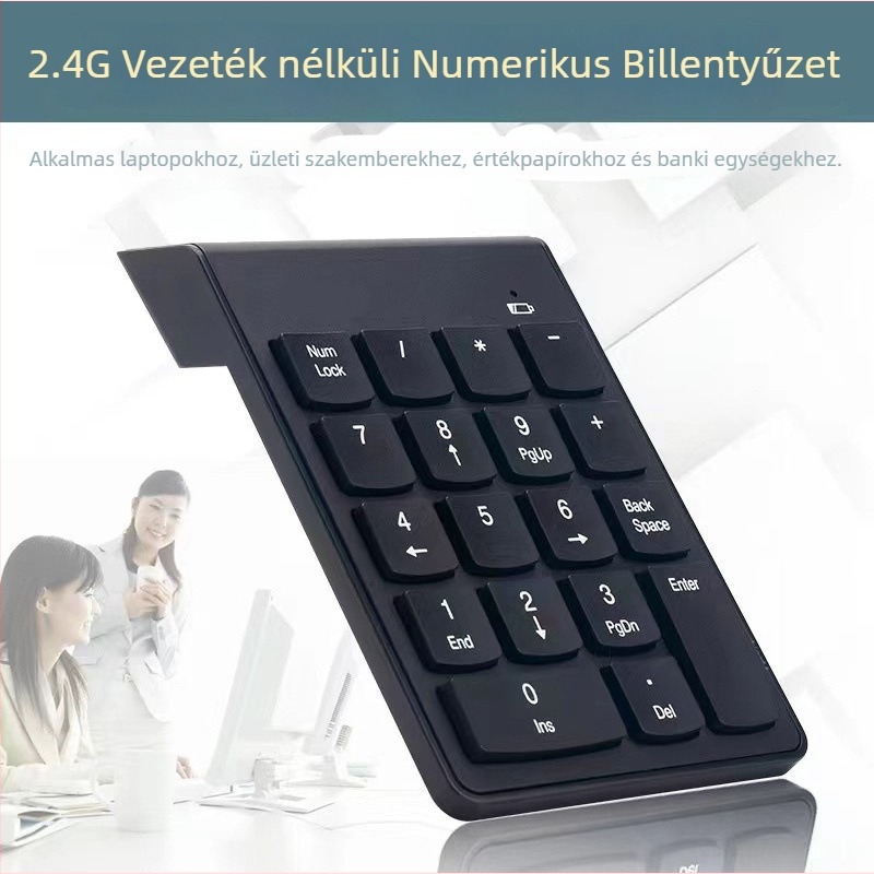 Vezeték nélküli numerikus billentyűzet laptophoz, tenyértámasz, 18/19 gomb, 140x85x8 mm
